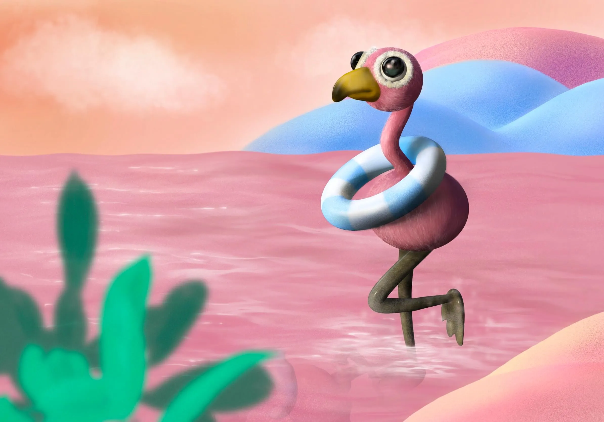Chilling flamingo