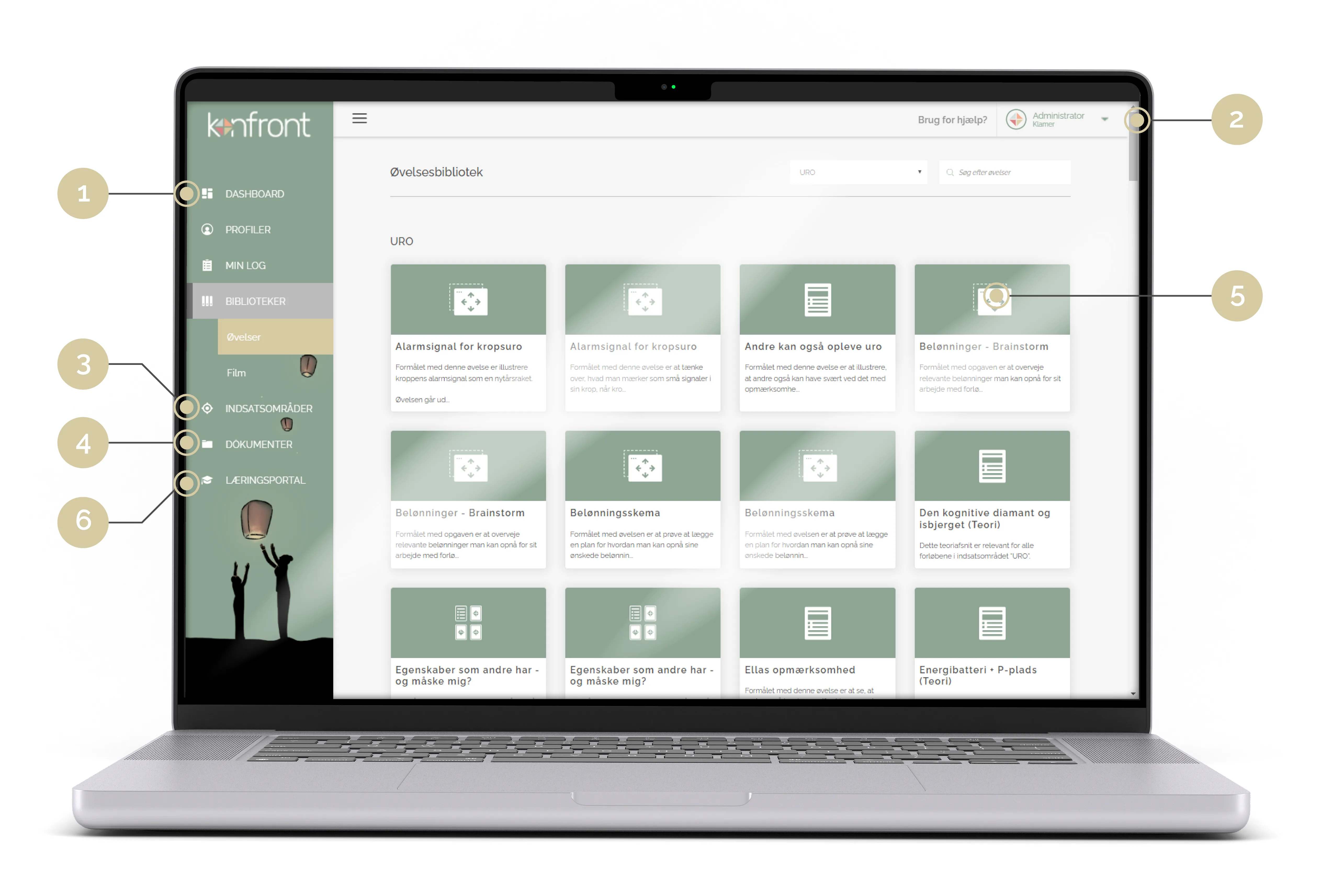 Konfront-platformen på laptop