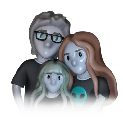 3D-figurer af Cathrine og hendes familie